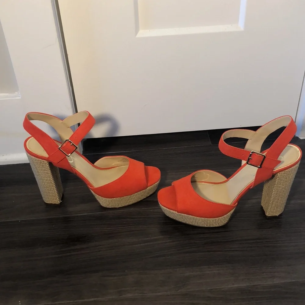 NBW Jessica Simpson Priella Tangerine and Natural Platform Sandal - Picture 4 of 11